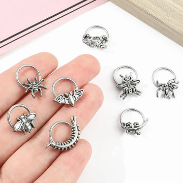 DAIIIBABYYY  -  Fashion Punk Stainless Steel Nose Ring Silver Color Gothic Insect Nose Rings For Women Men Body Cartilage Piercing Jewelry
